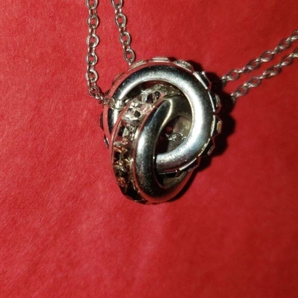 Brighton SPECTRUM RINGS Double Silver Swarovski Crystals Necklace NWT - Picture 6 of 10